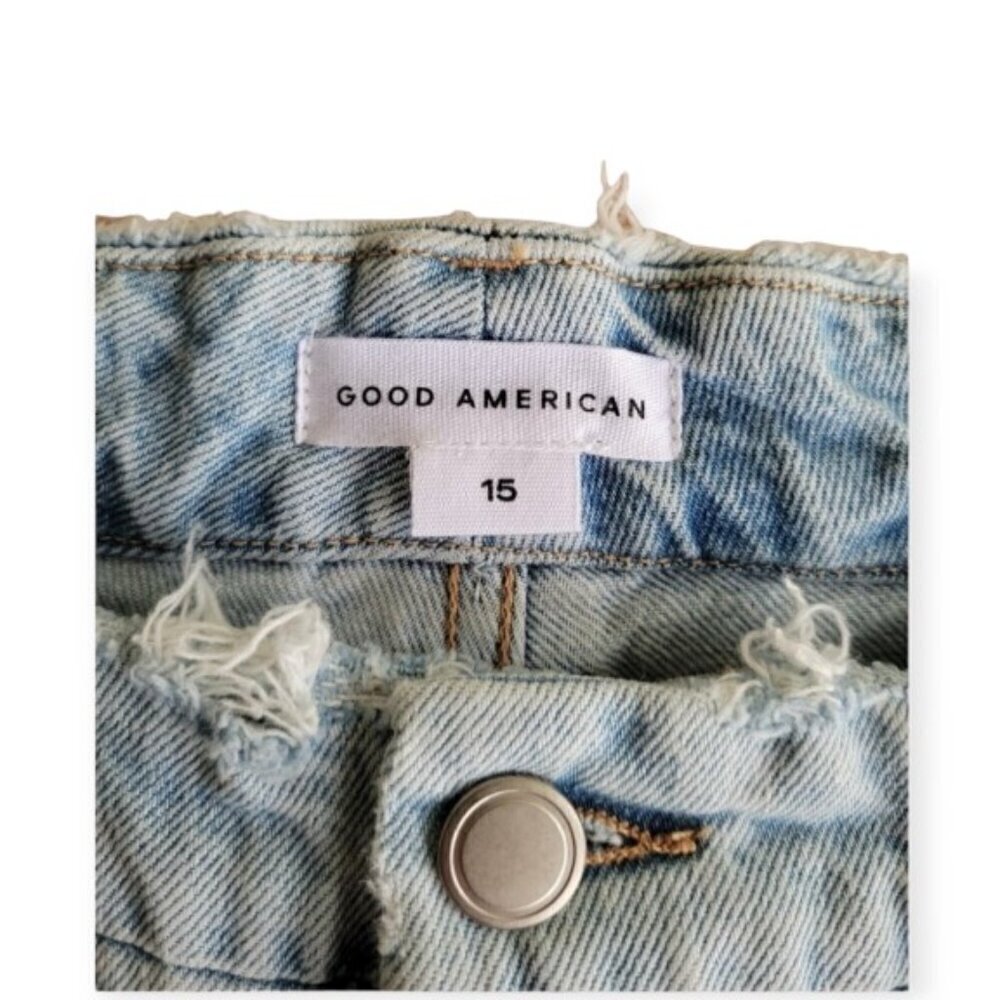 Good American Good Heritage Light Wash Cropped Jeans Size 15 Mid Rise Straight - Picture 5 of 13